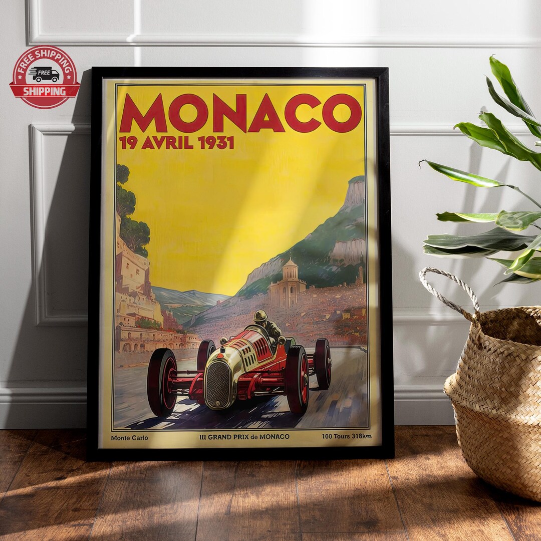 1931 Monaco Grand Prix Poster: Vintage Auto Racing Art - Etsy 