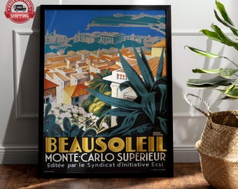 Monte Carlo Vintage Travel Poster: French Riviera Art Print