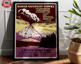 Lassen Volcanic National Park Poster: Vintage WPA Style Art Print