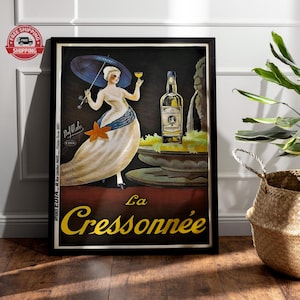 La Cressonnée Vintage French Liquor Poster: Art Deco Bar Advertisement