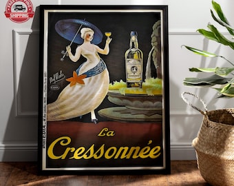 La Cressonnée Vintage French Liquor Poster: Art Deco Bar Advertisement