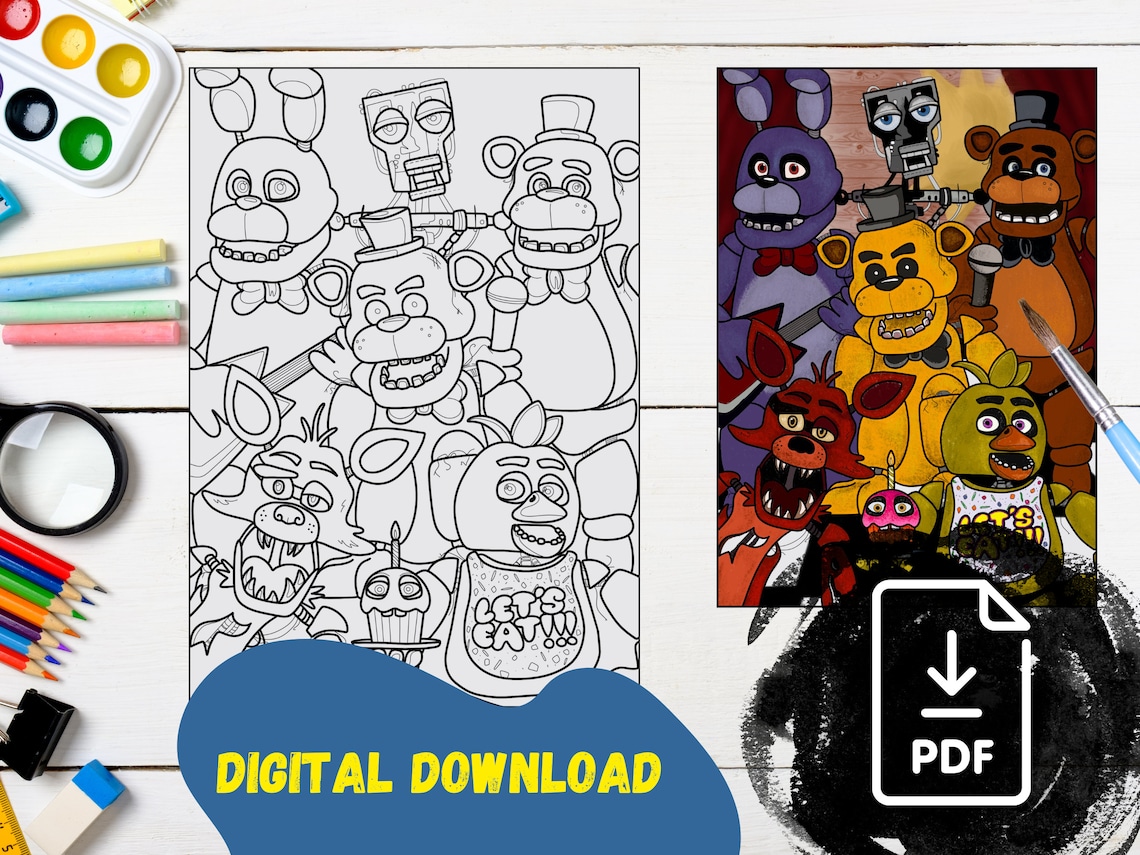 Fnaf Five Nights at Freddy’s 1 Colouring Page Fun Color Poster Freddy ...