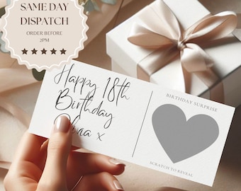 Personalised birthday scratch reveal card voucher, surprise reveal birthday gift, 16th, 18th, 21st, 30th, 40th, 50th, 60th, milestone