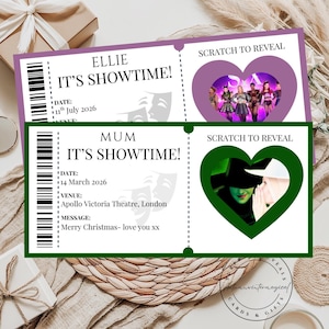Personalised theatre ticket scratch card reveal, Surprise scratch reveal showtime ticket, scratch reveal for a surprise gift, concert, panto bild 1