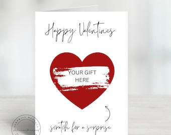 Valentine’s Day reveal scratch card, scratch to reveal gift surprise, for him her, husband wife, boyfriend girlfriend, simple elegant A6
