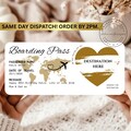 Personalised holiday boarding pass, scratch to reveal surprise, holiday birthday gift, scratch card destination reveal product logo
