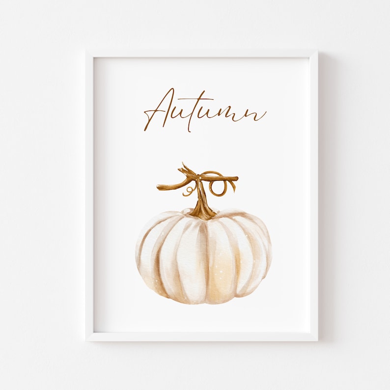 Autumn prints and decor, neutral pumpkin home accessories, fall wall artA4, A5, 5X7, 4X6, 8X10 gloss image 1