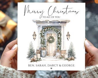Personalised Christmas card, to all of you, both of you family greetings card, special family card with names