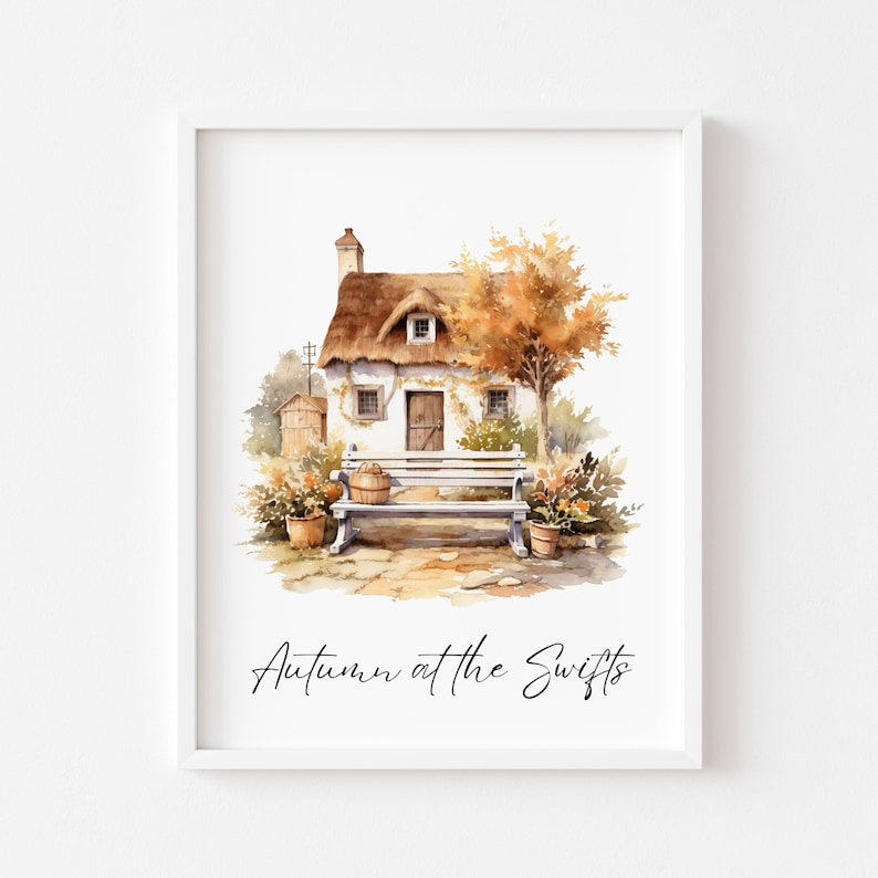 Personalised Autumn home prints, family name, autumn colours wall art, fall decor, autumn wall art, Autumn at the family name, autumn home image 1