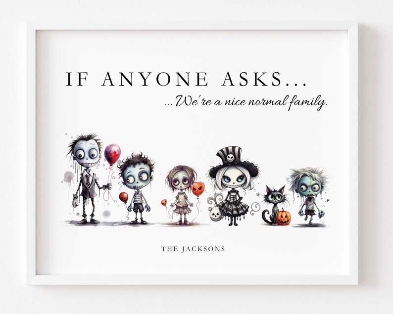 Personalised Halloween Monster Family Print, Funny Halloween Spooky