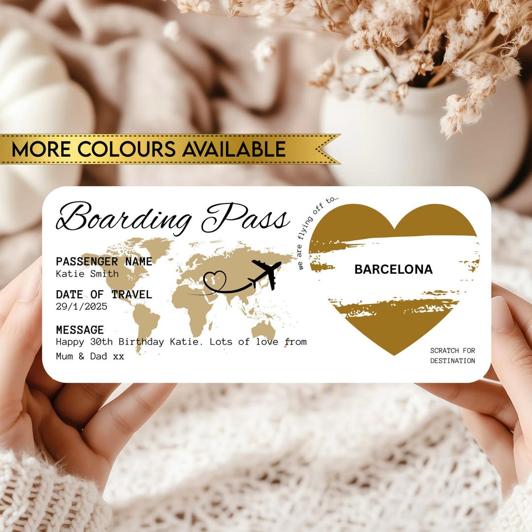 Personalised Holiday Boarding Pass, Scratch to Reveal Surprise, Holiday ...