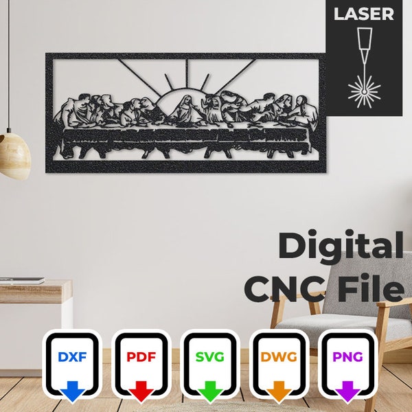Jesus Last Supper design for cnc laser - Christian religion perfect for home decor, office wall. For cutting and carving, instant download