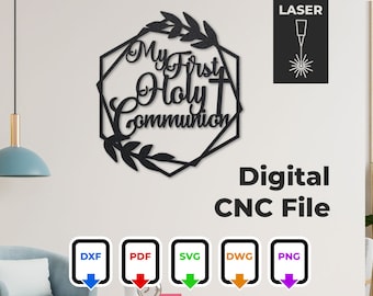 First Communion CNC Laser Cut Design: Home Decor, Cake Topper (Digital Download)