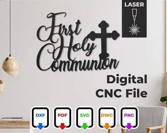 First Communion CNC Laser Cut File: Christian Home Decor (Digital Download)