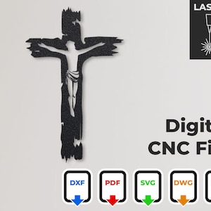 Diseño de cruz de Jesús para láser cnc: religión cristiana perfecta para decoración del hogar, pared de oficina. Para cortar y tallar en madera, metal