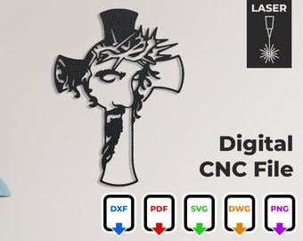 Jesus Face Cross CNC Laser Cut File: Christian Home Decor (Digital Download)