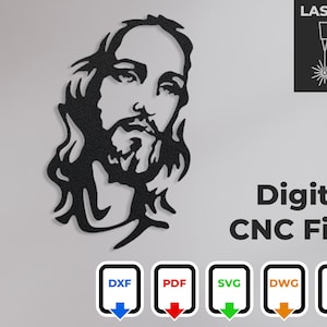Jesus Face design for cnc laser - Christian religion perfect for home decor, office wall. For cutting and carving in wood,metal
