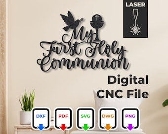 First Communion CNC Laser Cut File: Christian Home Decor (Digital Download)