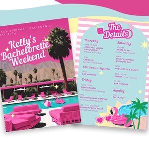 Palm Springs Bachelorette Itinerary Template (Canva Editable, Digital Download)