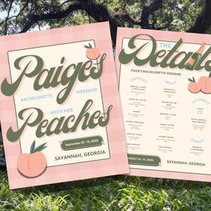 Savannah Bachelorette Itinerary Template: Peach Theme, Editable in Canva (Digital Download)