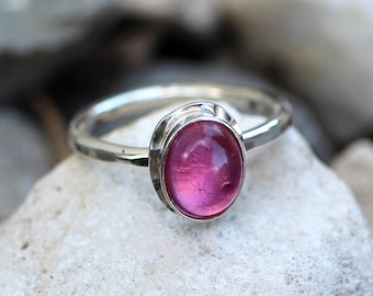 Silver ring with a pink tourmaline pink tourmaline jewel adjustable silver ring tourmaline ring