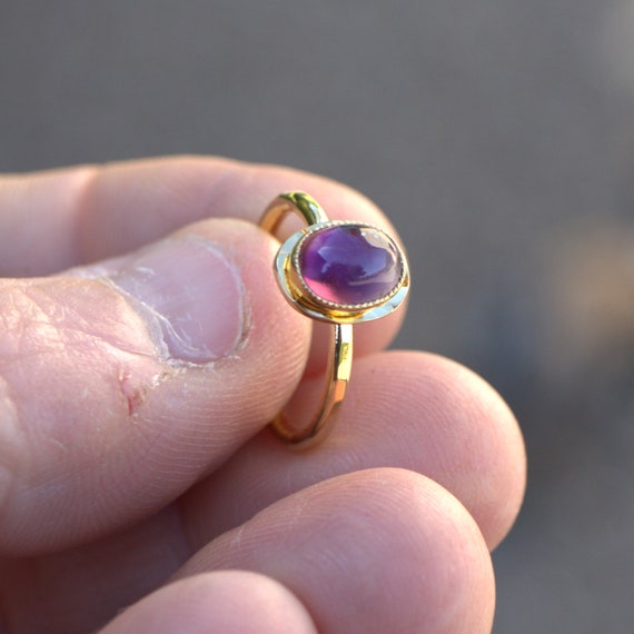 Bague plaqué or avec la pierre naturelle améthyste bijoux de pierres précieuses bague améthyste bijou avec la pierre de naissance améthyste