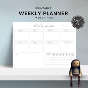 Printable Weekly Planner: Undated A4, A5, US Letter (PDF & PNG Download
