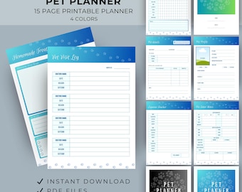 Printable Pet Care Planner: Dog Health Journal (4 Colors) (Digital Download)