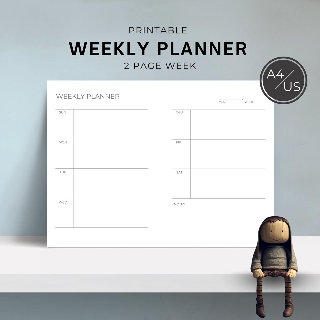 Undated Weekly Planner Printable: Minimalist PDF Agenda (A4 & US Letter ...