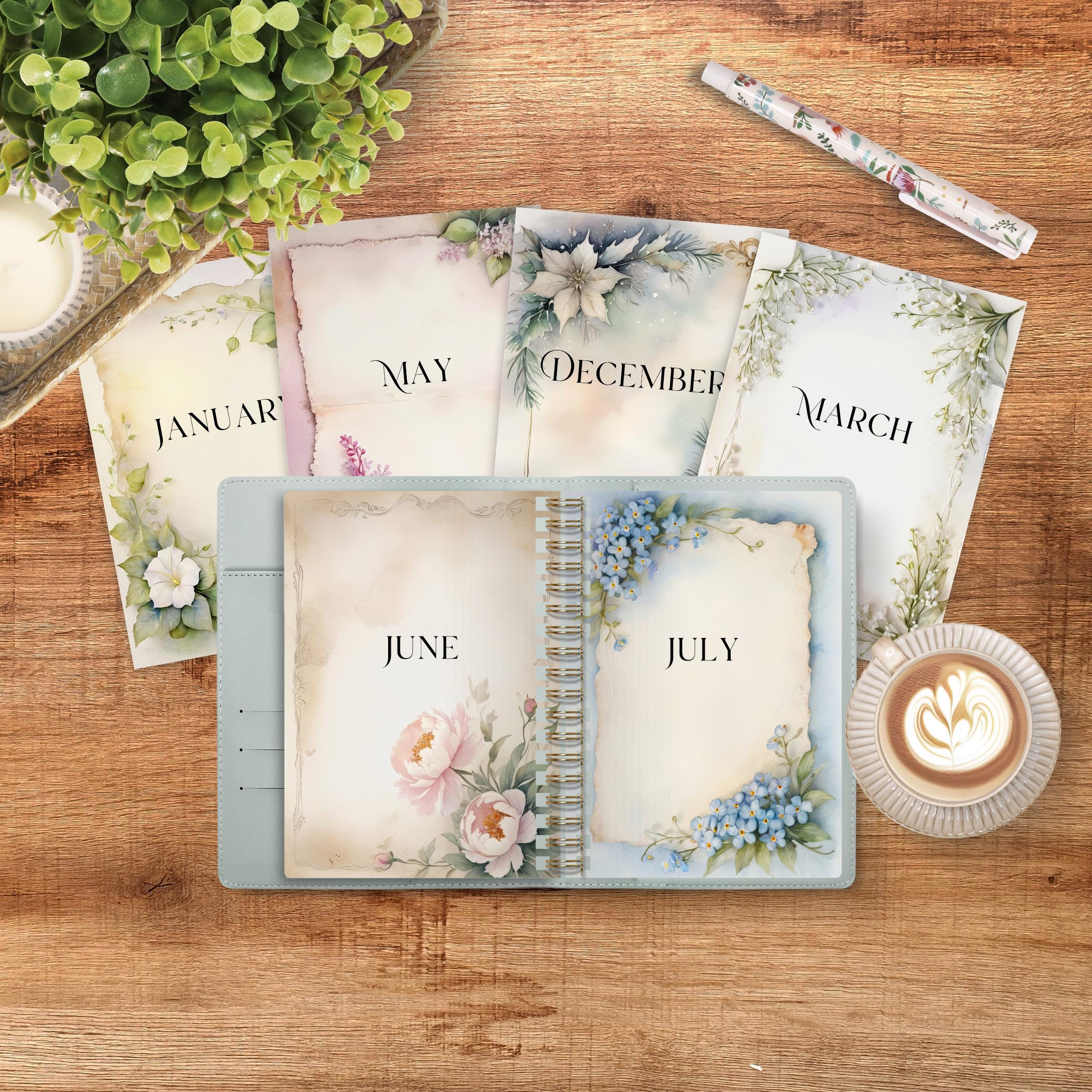 Vintage Floral Planner Dividers Set, A4/A5, Instant Download, Printable ...