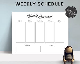 Weekly Schedule Template Printable – Undated Weekly Planner PDF A4 & US ...