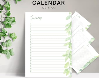 Perpetual Birthday Calendar Instant Download, Anniversary Reminder A4 US Letter, Geburtstagskalender, Birthday List