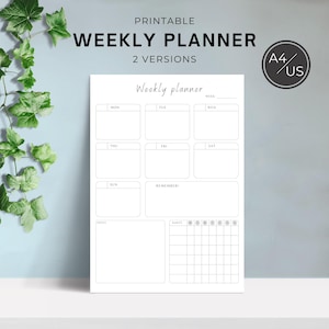 Weekly Planner Printable: Undated Organizer, A4 A5 US Letter (PDF & PNG Download)