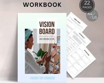 Printable Vision Board Workbook: Law of Attraction Planner (PDF Download A4/US Letter Size)