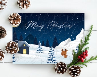 Editable Blue Christmas Card | Digital