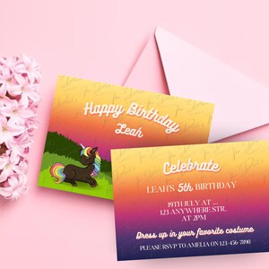 Invitación de unicornio editable / digital