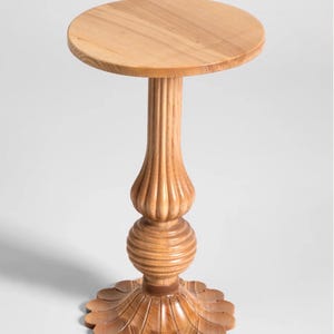 Handcrafted Wooden Drink Table – Flower base Carved – Solid Wood Accent Table for Living Room or Bedroom”