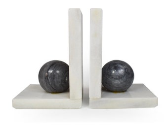 Latest Design Marble Bookends with Marble ball, Marble modern bookends, bookshelves