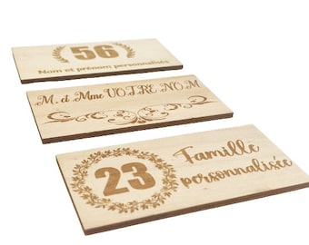 Placa de dirección de madera personalizada grabada a láser - 10x5cm - Varios modelos - Decoración exterior - Letrero para casa familiar