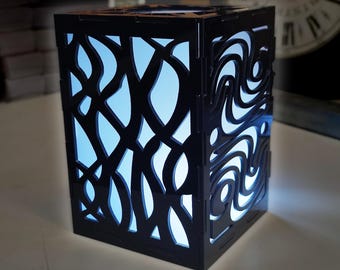 Portavelas negro portavelas lámpara de decoración de hogar e interior - Corte láser - En acrílico satinado negro opaco e incoloro PMMA