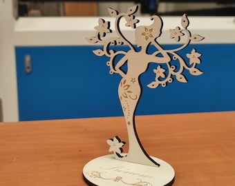 Porta joyas de hada con nombre personalizado en madera cortada a láser y grabada - Decoración de habitaciones - Regalo para niña - Interior del hogar