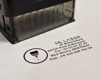 Sello de dirección con logotipo comercial personalizado - Sello autoentintable personalizado - Varios tamaños disponibles