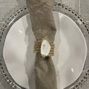 Coastal dining oyster napkin rings set of 4