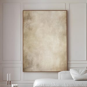 Grande toile abstraite beige neutre, art mural texturé minimaliste moderne, décoration intérieure organique de luxe CA-135