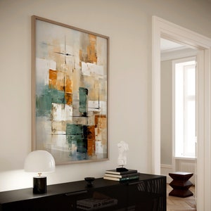 Abstrakte minimalistische Wandkunst, geometrische moderne Wandkunst, smaragdgrüne Erdtöne und Ocker-Poster, herunterladbarer Druck, Wohnzimmerdekor, 1-39.