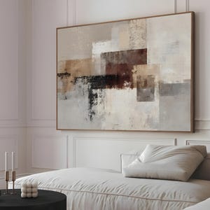 Neutral Abstract Framed Canvas Art, Modern Earth Tone Wall Art, Minimalist Contemporary Painting CA-40