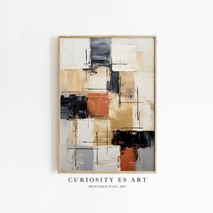 Abstrakte minimalistische Wanddekoration, geometrische moderne Wandkunst, Poster in Schwarz, Beige und Erdtönen, DRUCKBAR, Wohnzimmerdekor, Exklusiv, 1-55.