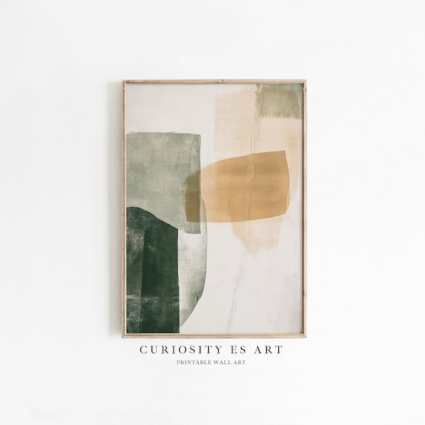 Minimalist Printable Art, Watercolor Abstract Print Wall art, Living room decor, Bedroom Decor,Emerald Green Terracotta Beige,1-111