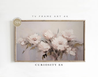 Samsung Frame TV Art,Vintage Peony Flower,Antique Painting,Spring Painting,Easter Botanical Flower Framed TV Art,Valentine's Day Art,STF-81.