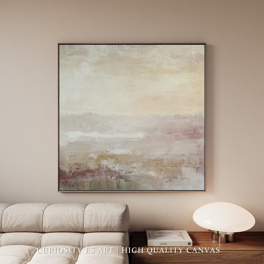 Neutral Abstract Landscape Canvas Wall Art, Beige Blush Minimalist ...
